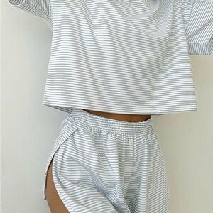Striped Gray and White Lounge Set
